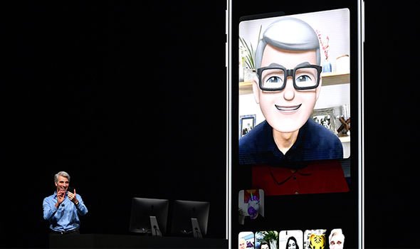 Facetime Apple CEO Tim Cook speaks during a FaceTime call at a conference in June 2018